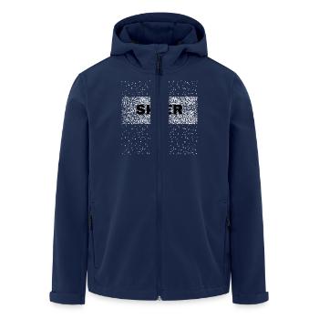 Retro Pixelated Skier Design- Vintage - Men’s Recycled Softshell Jacket by Stanley/Stella - navy - Front - AI Model Male 185 light (185cm)