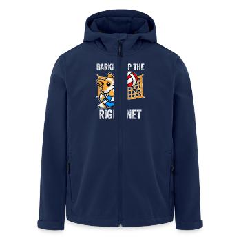 Aboyer sur le bon filet Humour drôle de chien corgi - Veste softshell homme en polyester recyclé Stanley/Stella - marine - Devant - AI Model Male 185 light (185cm)