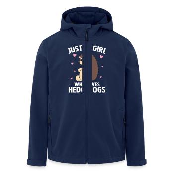 Nur ein Mädchen, das Igel liebt - Recycelte Männer Softshell-Jacke von Stanley/Stella - Navy - Vorne - AI Model Male 185 light (185cm)