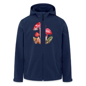 Niedliches Eichhörnchen mit roten Champignons Cute - Recycelte Männer Softshell-Jacke von Stanley/Stella - Navy - Vorne - AI Model Male 185 light (185cm)