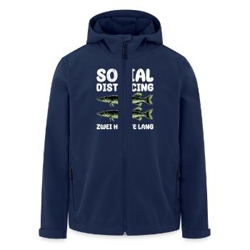 Hecht Angler SOCIAL DISTANCING ZWEI HECHTE LANG - Recycelte Männer Softshell-Jacke von Stanley/Stella - Navy - Vorne - AI Model Male 185 light (185cm)