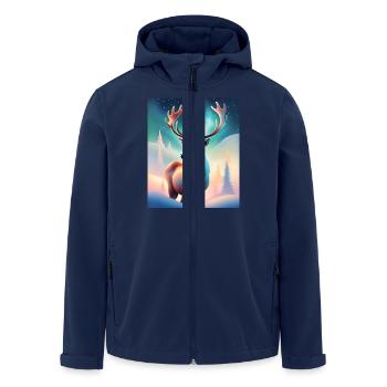 Majestätisches Rentier-Design mit Nordlichtern - Recycelte Männer Softshell-Jacke von Stanley/Stella - Navy - Vorne - AI Model Male 185 light (185cm)