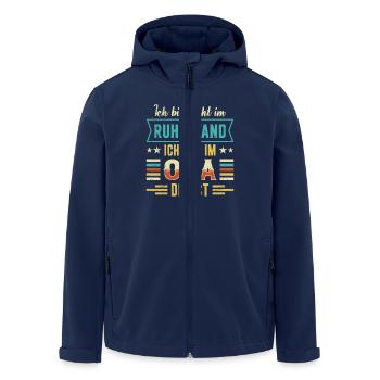 Opi BIN NICHT IM RUHESTAND BIN IM OPA DIENST - Recycelte Männer Softshell-Jacke von Stanley/Stella - Navy - Vorne - AI Model Male 185 light (185cm)