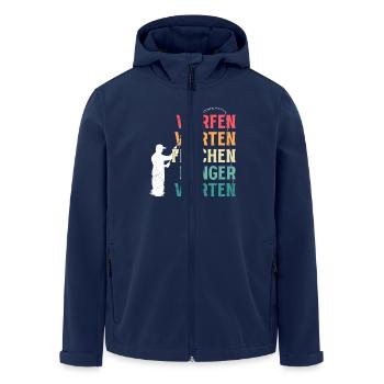 Angler WERFEN WARTEN FLUCHEN LÄNGER WARTEN - Recycelte Männer Softshell-Jacke von Stanley/Stella - Navy - Vorne - AI Model Male 185 light (185cm)