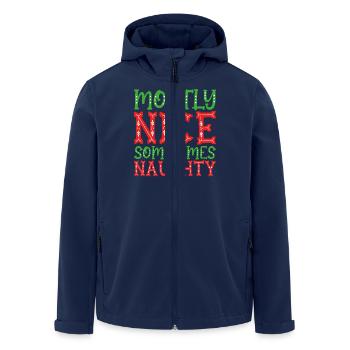 Mostly Nice Sometimes Naughty Christmas Spirit - Men’s Recycled Softshell Jacket by Stanley/Stella - navy - Front - AI Model Male 185 light (185cm)