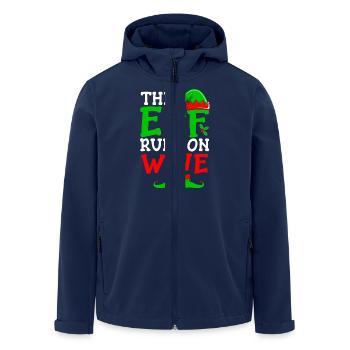 This Elf Runs On Wine Christmas Spirit - Men’s Recycled Softshell Jacket by Stanley/Stella - navy - Front - AI Model Male 185 light (185cm)
