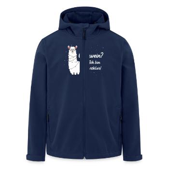 Glühwein ICH BIN STARTKLAR! Glühweinstand - Recycelte Männer Softshell-Jacke von Stanley/Stella - Navy - Vorne - AI Model Male 185 light (185cm)