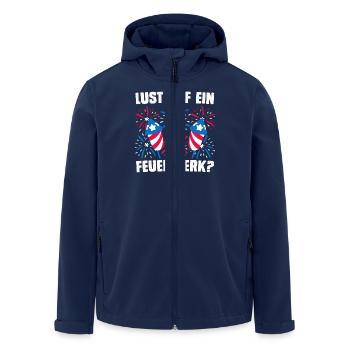 Pyrotechnik LUST AUF EIN FEUERWERK Lustiges - Recycelte Männer Softshell-Jacke von Stanley/Stella - Navy - Vorne - AI Model Male 185 light (185cm)