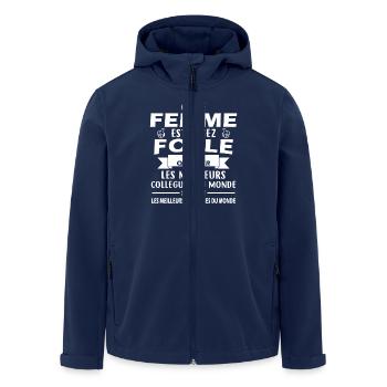 Mad Woman Leaves Colleagues - Men’s Recycled Softshell Jacket by Stanley/Stella - navy - Front - AI Model Male 185 light (185cm)