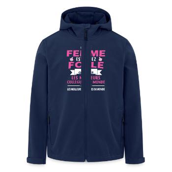 Mad Woman Leaves Colleagues - Men’s Recycled Softshell Jacket by Stanley/Stella - navy - Front - AI Model Male 185 light (185cm)