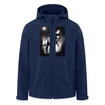 Black and white T-rex - Men’s Recycled Softshell Jacket by Stanley/Stella - navy - Front - AI Model Male 185 light (185cm)