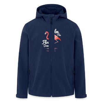 Calm The Flock Down Pink Bird Flamingo - Men’s Recycled Softshell Jacket by Stanley/Stella - navy - Front - AI Model Male 185 light (185cm)