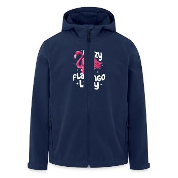 Crazy Flamingo Lady Pink Bird Cute - Men’s Recycled Softshell Jacket by Stanley/Stella - navy - Front - AI Model Male 185 light (185cm)