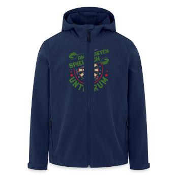 Dart Spieler AM LIEBSTEN SPIELE ICH UNTENRUM - Recycelte Männer Softshell-Jacke von Stanley/Stella - Navy - Vorne - AI Model Male 185 light (185cm)
