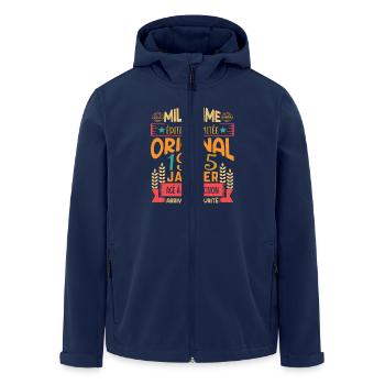 70 Years Birthday Gift Born In January 1955 - Men’s Recycled Softshell Jacket by Stanley/Stella - navy - Front - AI Model Male 185 light (185cm)