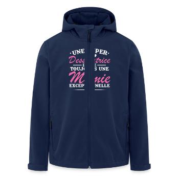 Dessinatrice donne toujours mamie exceptionnelle - Veste softshell homme en polyester recyclé Stanley/Stella - marine - Devant - AI Model Male 185 light (185cm)