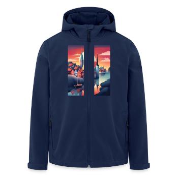 The city of Denmark - Men’s Recycled Softshell Jacket by Stanley/Stella - navy - Front - AI Model Male 185 light (185cm)