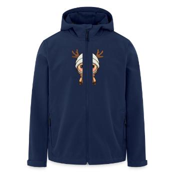Bande dessinée d’hiver cerf - Veste softshell homme en polyester recyclé Stanley/Stella - marine - Devant - AI Model Male 185 light (185cm)