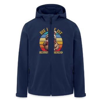 Weihnachtsmarkt DIE LAGE IST BESORGNISERREGEND - Recycelte Männer Softshell-Jacke von Stanley/Stella - Navy - Vorne - AI Model Male 185 light (185cm)