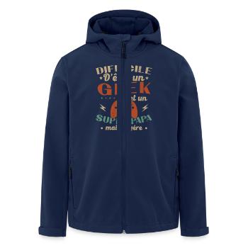 Ein Geek und ein großartiger Vater - Recycelte Männer Softshell-Jacke von Stanley/Stella - Navy - Vorne - AI Model Male 185 light (185cm)