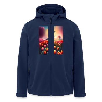 Tulip farm in Amsterdam Netherlands - Men’s Recycled Softshell Jacket by Stanley/Stella - navy - Front - AI Model Male 185 light (185cm)