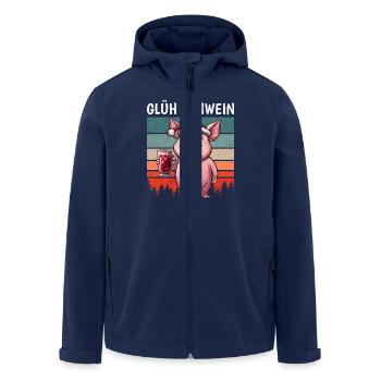 Glühwein Liebhaber GLÜH SCHWEIN Lustiges - Recycelte Männer Softshell-Jacke von Stanley/Stella - Navy - Vorne - AI Model Male 185 light (185cm)