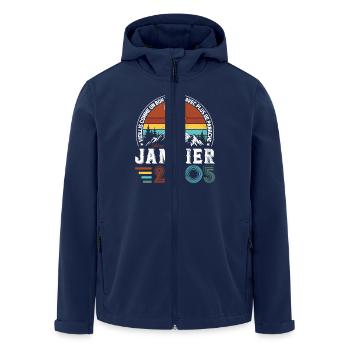 Geburtstagsgeschenk Geboren im Januar 2005 - Recycelte Männer Softshell-Jacke von Stanley/Stella - Navy - Vorne - AI Model Male 185 light (185cm)