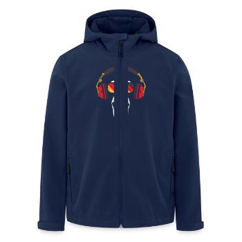 Affe mit Headset Musik Deutschland - Recycelte Männer Softshell-Jacke von Stanley/Stella - Navy - Vorne - AI Model Male 185 light (185cm)