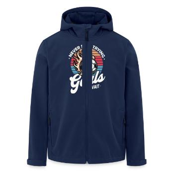Hören Sie nie auf, Ziele zu versuchen, die auf die Motivation des Fußballs warten - Recycelte Männer Softshell-Jacke von Stanley/Stella - Navy - Vorne - AI Model Male 185 light (185cm)