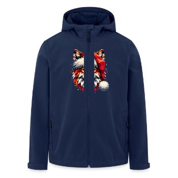 Polygon Kunst - Fuchs mit Weihnachtsmütze - Recycelte Männer Softshell-Jacke von Stanley/Stella - Navy - Vorne - AI Model Male 185 light (185cm)