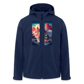 Japanese castles on mountains - Men’s Recycled Softshell Jacket by Stanley/Stella - navy - Front - AI Model Male 185 light (185cm)