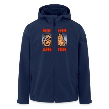 Ruhestand NIE MEHR ARBEITEN Lustiges Rentner - Recycelte Männer Softshell-Jacke von Stanley/Stella - Navy - Vorne - AI Model Male 185 light (185cm)