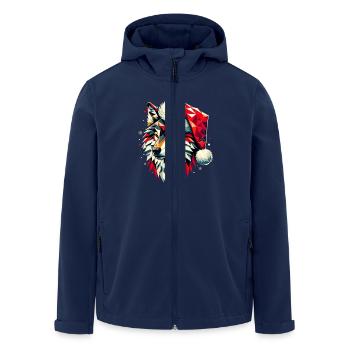 Polygon Art Wolf Wearing Santa Hat Original - Men’s Recycled Softshell Jacket by Stanley/Stella - navy - Front - AI Model Male 185 light (185cm)