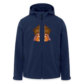 Gemütliche Füchse Winterhütten-Szene für ein - Recycelte Männer Softshell-Jacke von Stanley/Stella - Navy - Vorne - AI Model Male 185 light (185cm)