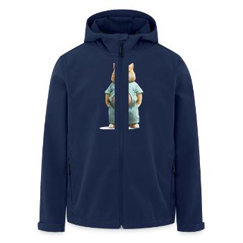 Funny fat cat in comfortable clothes - Men’s Recycled Softshell Jacket by Stanley/Stella - navy - Front - AI Model Male 185 light (185cm)