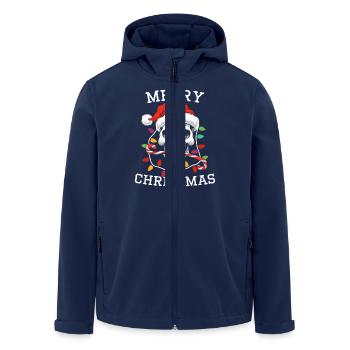 Merry Christmas Skull Skeleton with Santa Hat Xmas - Recycelte Männer Softshell-Jacke von Stanley/Stella - Navy - Vorne - AI Model Male 185 light (185cm)