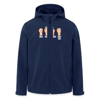 Rock Paper Scissors Table Saw Funny Hand Game - Men’s Recycled Softshell Jacket by Stanley/Stella - navy - Front - AI Model Male 185 light (185cm)