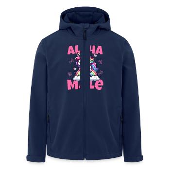 Cute alpha unicorn male riding the rainbow - Men’s Recycled Softshell Jacket by Stanley/Stella - navy - Front - AI Model Male 185 light (185cm)