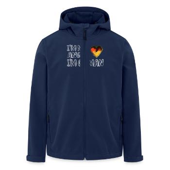 I'm Not Angry I'm German Herz Design mit Flagge - Recycelte Männer Softshell-Jacke von Stanley/Stella - Navy - Vorne - AI Model Male 185 light (185cm)