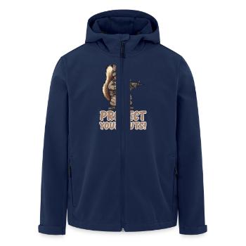Beschütze Deine Nüsse Ninja Eichhörnchen - Recycelte Männer Softshell-Jacke von Stanley/Stella - Navy - Vorne - AI Model Male 185 light (185cm)