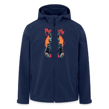 Punk Katze für einen Punker Katzenfreund - Recycelte Männer Softshell-Jacke von Stanley/Stella - Navy - Vorne - AI Model Male 185 light (185cm)