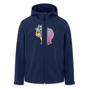 Lustiges Nilpferd mit Sonnenbrille für einen - Recycelte Männer Softshell-Jacke von Stanley/Stella - Navy - Vorne - AI Model Male 185 light (185cm)