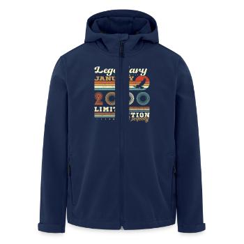 Geburtstagsgeschenk Geboren im Januar 2000 - Recycelte Männer Softshell-Jacke von Stanley/Stella - Navy - Vorne - AI Model Male 185 light (185cm)