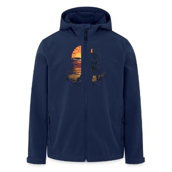 Evening walk on the beach with dog and - Men’s Recycled Softshell Jacket by Stanley/Stella - navy - Front - AI Model Male 185 light (185cm)