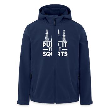 Pump It Til It Squirts Ölpumpen Humor - Recycelte Männer Softshell-Jacke von Stanley/Stella - Navy - Vorne - AI Model Male 185 light (185cm)