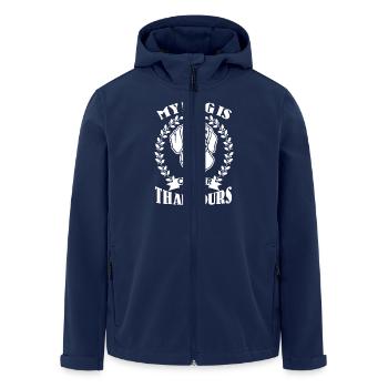 Dachshund Shirt My Dog Is Cooler Than Yours - Men’s Recycled Softshell Jacket by Stanley/Stella - navy - Front - AI Model Male 185 light (185cm)