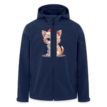 Santa Nikolaus Katze Katzen Weihnachten - Recycelte Männer Softshell-Jacke von Stanley/Stella - Navy - Vorne - AI Model Male 185 light (185cm)