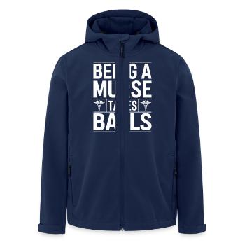 Strength in the nursing profession - Men’s Recycled Softshell Jacket by Stanley/Stella - navy - Front - AI Model Male 185 light (185cm)