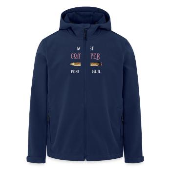 my first computer old school - Men’s Recycled Softshell Jacket by Stanley/Stella - navy - Front - AI Model Male 185 light (185cm)