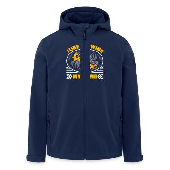 I like to swing my thing - metal detector - Men’s Recycled Softshell Jacket by Stanley/Stella - navy - Front - AI Model Male 185 light (185cm)